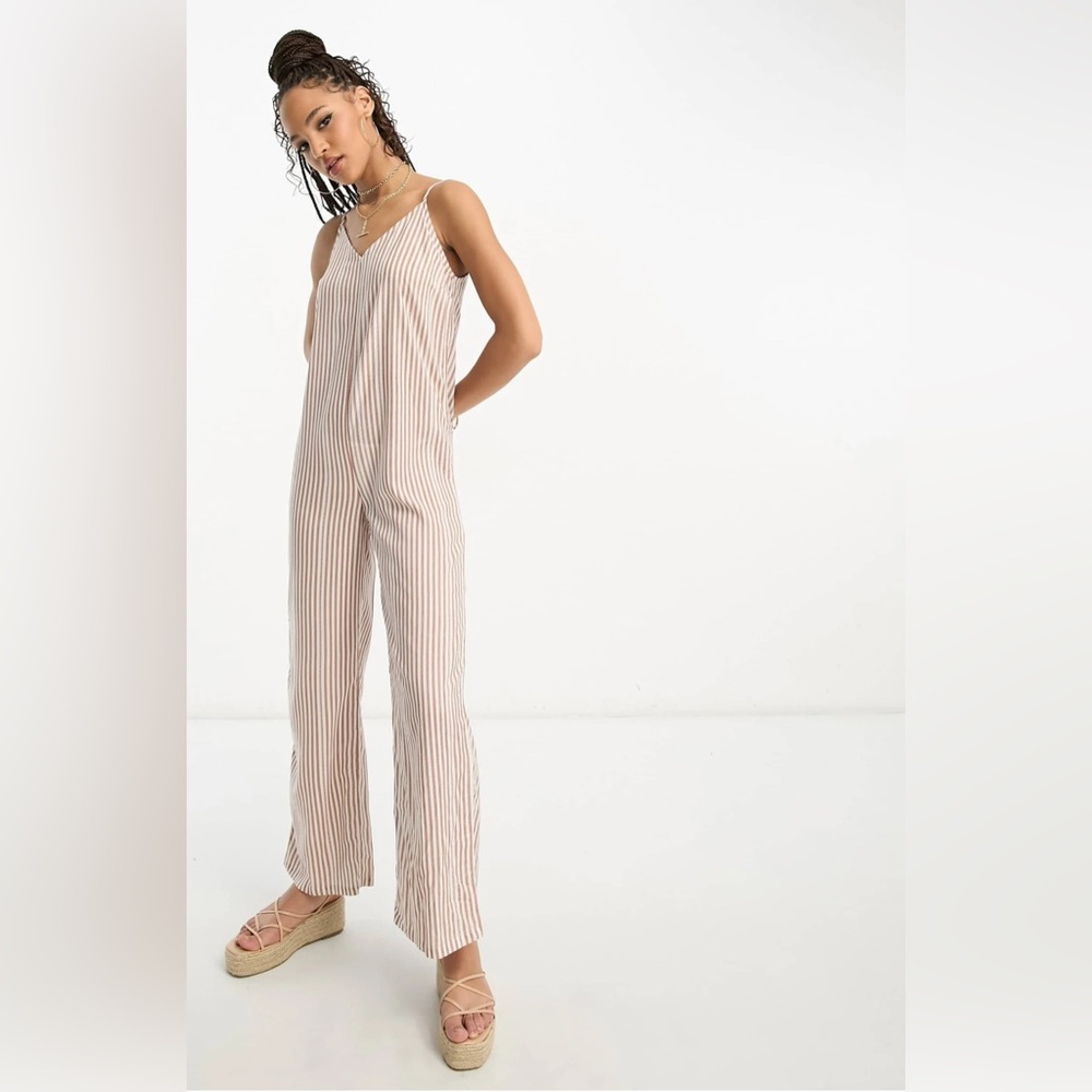 Wednesday's Girl stripe cami jumpsuit in rust